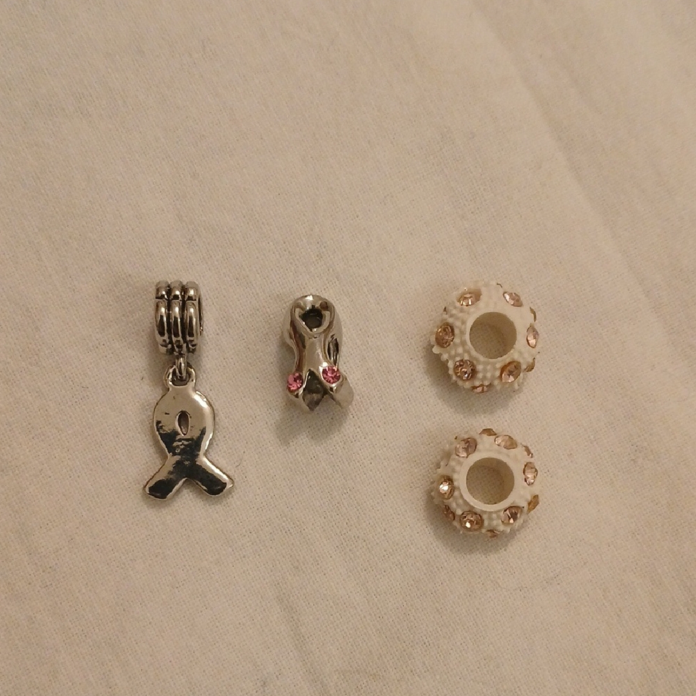 Pink Ribbon and Crystal Charms Set - Picture 2 of 9